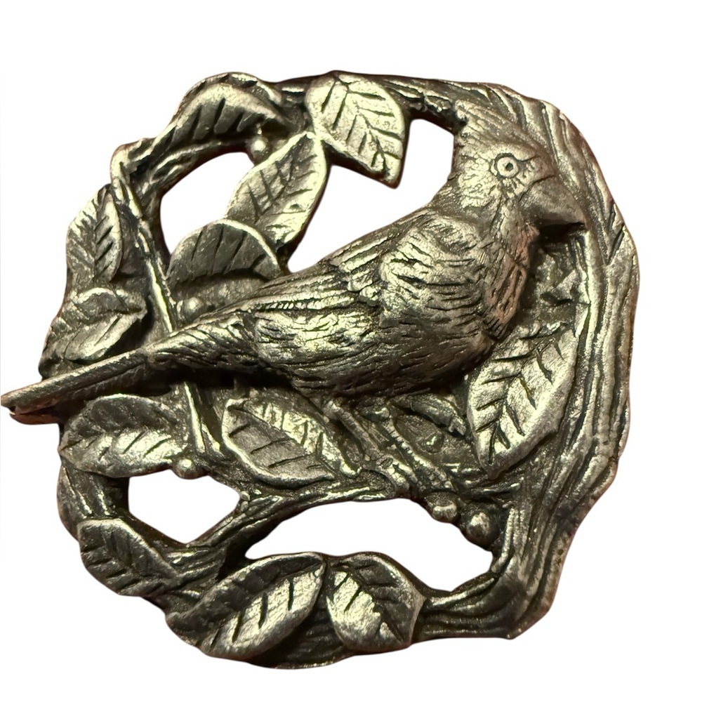vintage Birds & Blooms limited edition 1999 cardinal pewter brooch pin